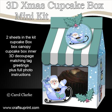 3D Xmas Santa Milk Carton Cupcake or Treat Box Mini Kit