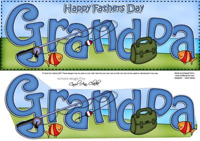 Large Dl Fathers Day Grandpa Fishing Card & 3D Decoupage