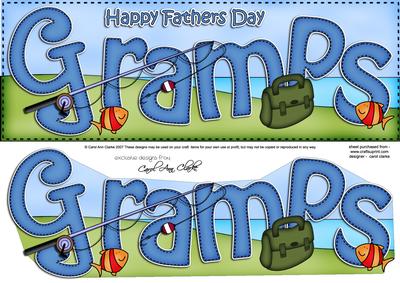 Large Dl Fathers Day Gramps Fishing Card & 3D Decoupage