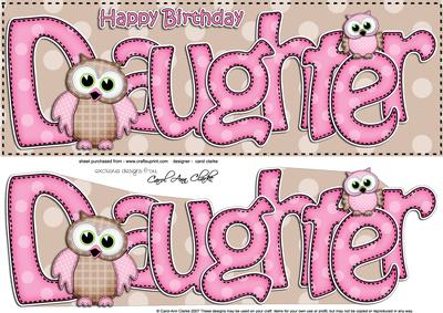 Large Dl Birthday Daughter Owls Quick Card N 3D Decoupage