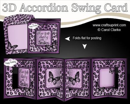 3D Animal Print & Butterflies Accordion Swing Card