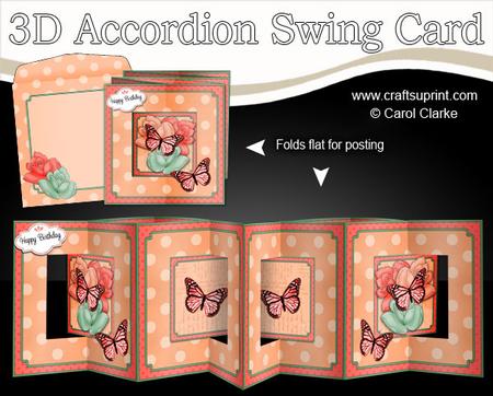 3D Butterflies & Roses Accordion Swing Card