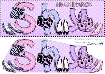 Large Dl Birthday Shy Shoes & Handbags 3D Decoupage