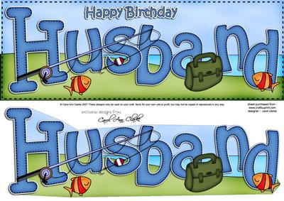 Large Dl Birthday Husband Fishing Card & 3D Decoupage