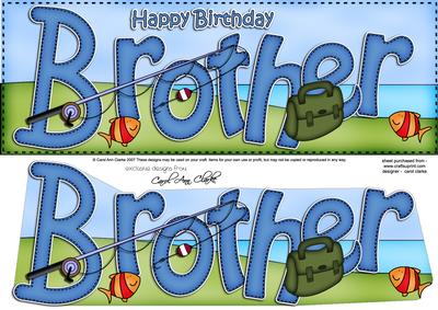 Large Dl Birthday Brother Fishing Card & 3D Decoupage