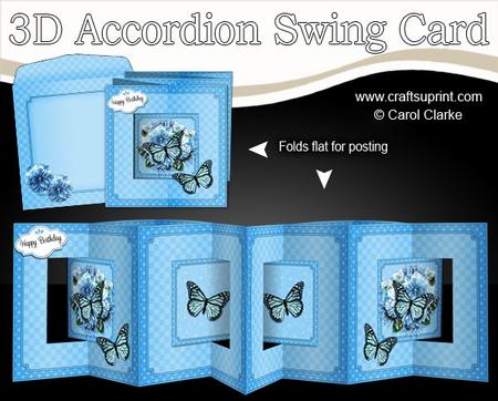 3D Flowers & Butterflies Accordion Swing Card