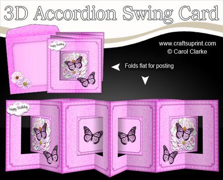 3D Butterfly Bouquet Accordion Swing Card