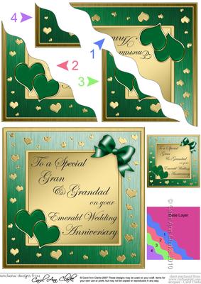 Gran & Grandad Emerald Wedding Anniversary Wavy Corner