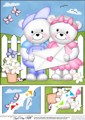 8 x 8 Teddy Tess & Ed's Letter Scalloped Corner Topper