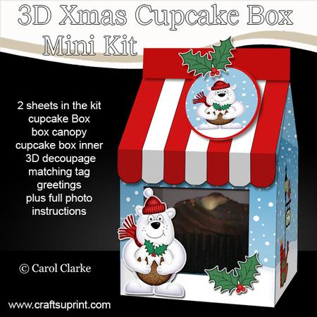 3D Xmas Ben Polar Bear Milk Carton Cupcake or Treat Box
