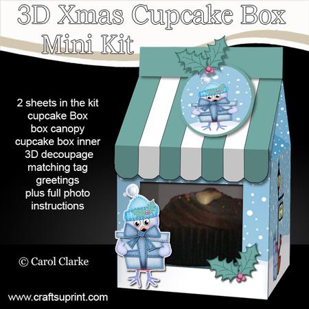 3D Xmas Robin Milk Carton Cupcake or Treat Box Mini Kit