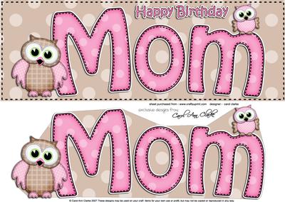 Large Dl Birthday Mom Owls Card & 3D Decoupage