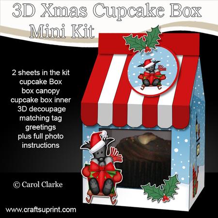 3D Xmas Scottie Dog Milk Carton Cupcake or Treat Box