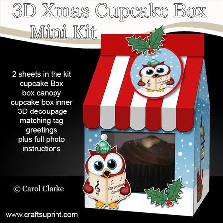 3D Xmas Little Hoot Owl Milk Carton Cupcake or Treat Box