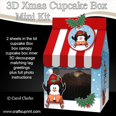 3D Xmas Little Penguin Milk Carton Cupcake or Treat Box