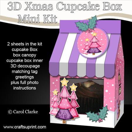 3D Xmas Trees Milk Carton Cupcake or Treat Box Mini Kit