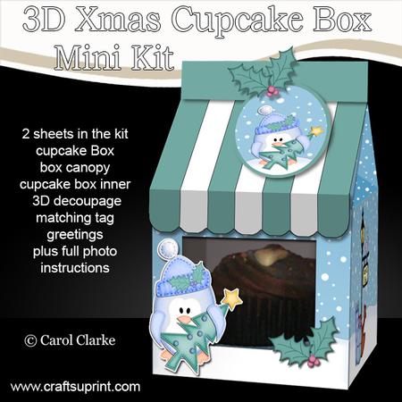 3D Xmas Little Penguin Milk Carton Cupcake or Treat Box