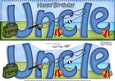 Large Dl Birthday Uncle Fishing Card & 3D Decoupage