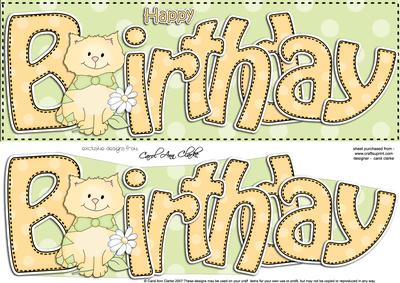 Large Dl Birthday Cat Card & 3D Decoupage