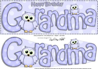 Large Dl Birthday Grandma Owls Card & 3D Decoupage