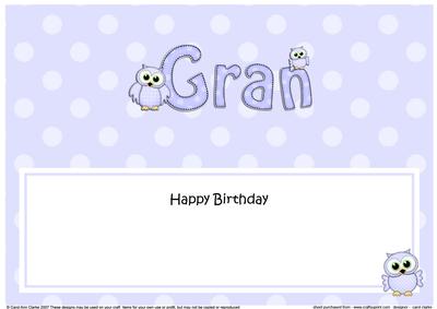 Birthday Gran Owls Matching Large Dl Insert