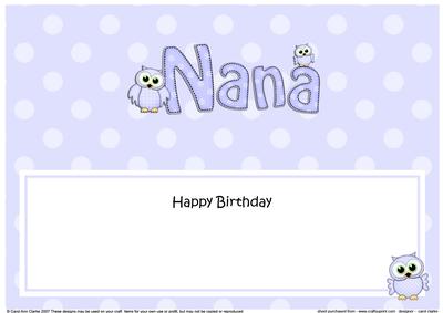 Birthday Nana Owls Matching Large Dl Insert
