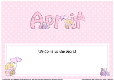 Welcome to the World April Matching Large Dl Insert
