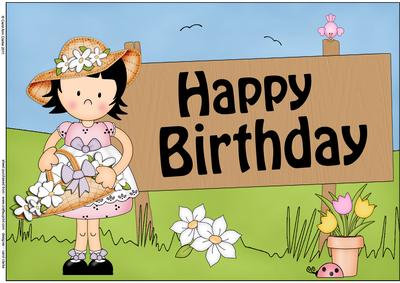 A4 Girlz Suzi's Flowers Birthday Card Topper