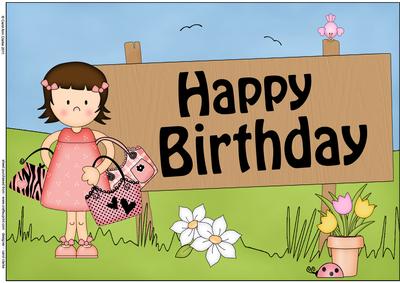 A4 Girlz Suzi's Shopping Birthday Card Topper