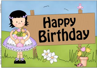 A4 Girlz Suzi's Flowers Birthday Card Topper