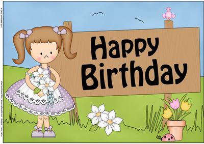 A4 Girlz Liz's Flowers Birthday Card Topper