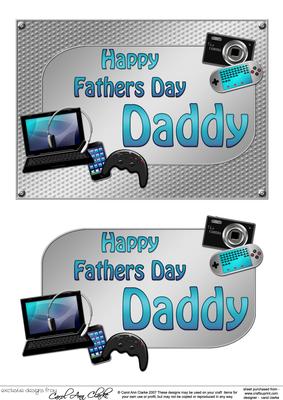 5x7 Fathers Day Daddy Gadgets N Gizmos 3D Decoupage
