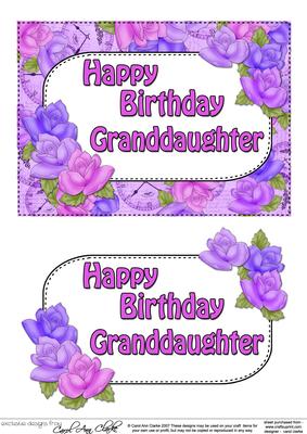 5x7 Birthday Granddaughter Time for Roses 3D Decoupage