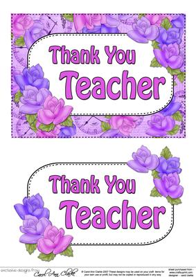 5x7 Thank You Teacher Time for Roses 3D Decoupage