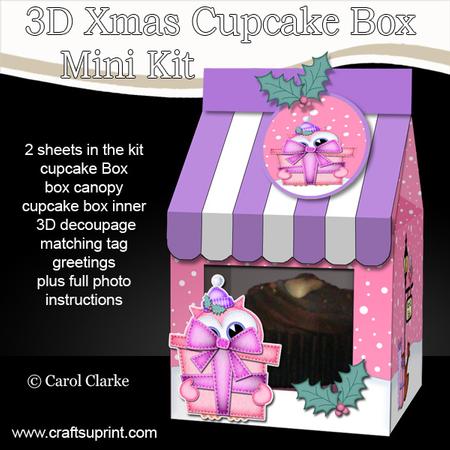 3D Xmas Little Hoot Owl Milk Carton Cupcake or Treat Box