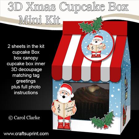 3D Xmas Santa Milk Carton Cupcake or Treat Box Mini