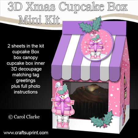3D Xmas Snowman Milk Carton Cupcake or Treat Box Mini Kit