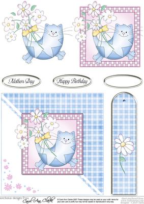 Cute Cat Quick Card with Decoupage
