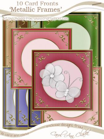 Square 'gold Metallic Frame' Card Fronts Kit - Pretty Rose Colours
