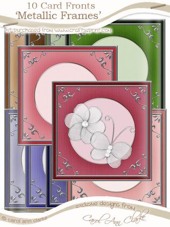 Square 'silver Metallic Frame' Card Fronts Kit - Pretty Rose Colours