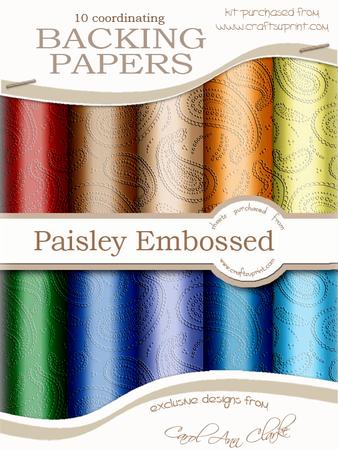 'paisley Embossed' Backing Paper Kit - Mens DIY Colours