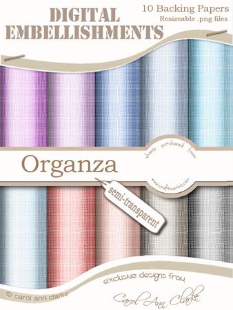 Semi-transparent 'organza' Digital Embellishments - Flowers and Pearls Colours