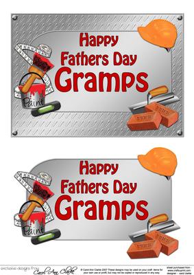 5x7 Fathers Day Gramps Handyman Tools 3D Decoupage