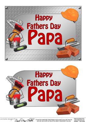 5x7 Fathers Day Papa Handyman Tools 3D Decoupage