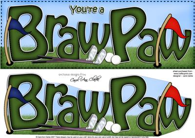 Large Dl Braw Paw Golf Card & 3D Decoupage