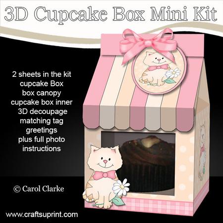 3D Xmas Cute Cat Milk Carton Cupcake or Treat Box Mini Kit