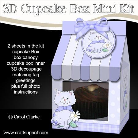 3D Xmas Cute Cat Milk Carton Cupcake or Treat Box Mini Kit