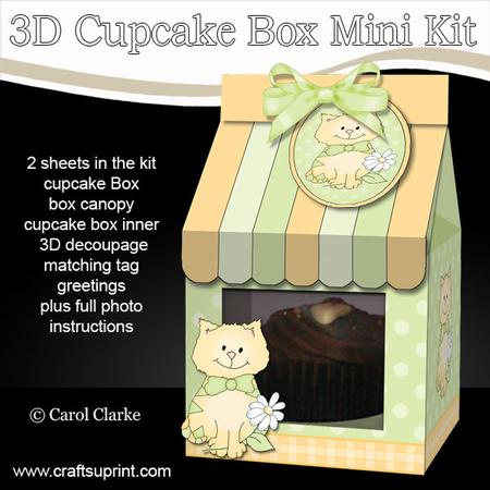 3D Xmas Cute Cat Milk Carton Cupcake or Treat Box Mini Kit