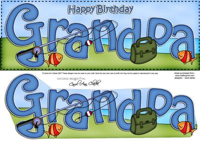 Large Dl Birthday Grandpa Fishing Card & 3D Decoupage