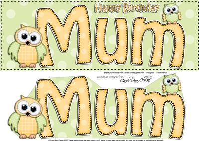 Large Dl Birthday Mum Owls Quick Card N 3D Decoupage